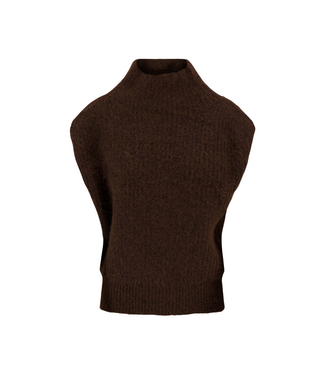 Zusss Chunky Sleeveless Turtleneck Sweater - Dark Choco
