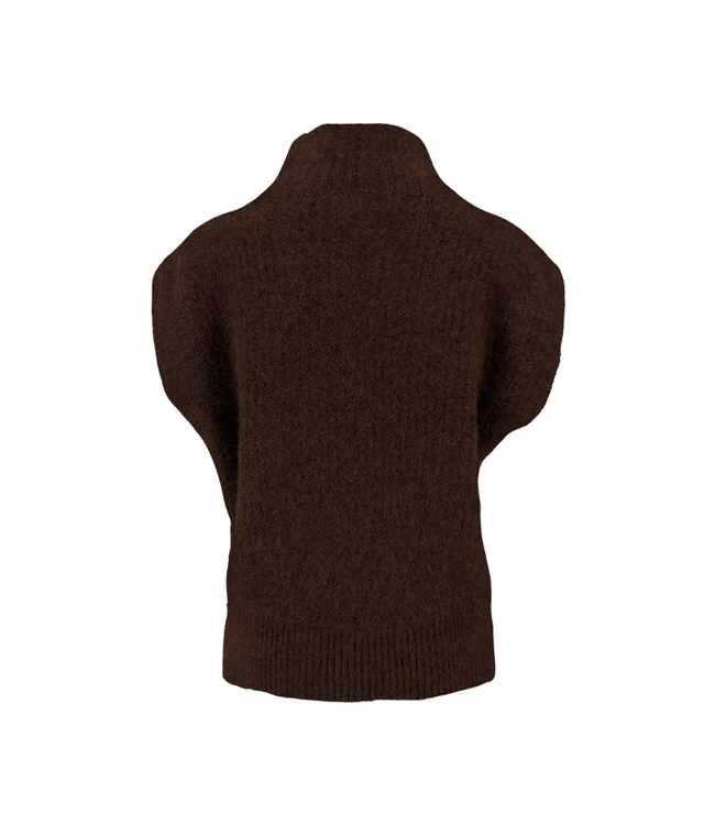 Zusss Chunky Sleeveless Turtleneck Sweater - Dark Choco