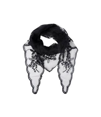 Black Colour Miriana Triangle Lace Scarf - Black