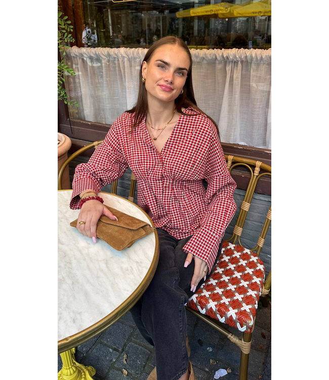 MbyM Isidor Blouse - Red Aura Check
