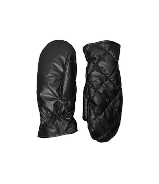 Black Colour Paloma Quilted Mittens - Black Metallic