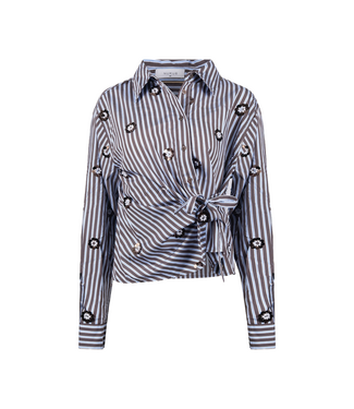 Nukus Amy Blouse Stripe - Chocolate/Sky
