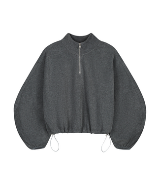 Catwalk Junkie Fleece Half Zip Sweater - Dark Grey