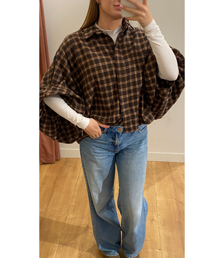 Blouse Fien - Dark Brown/Camel/Red