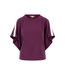 Zusss Boat Neck Top with Piping and Butterfly Sleeve - Burgundy