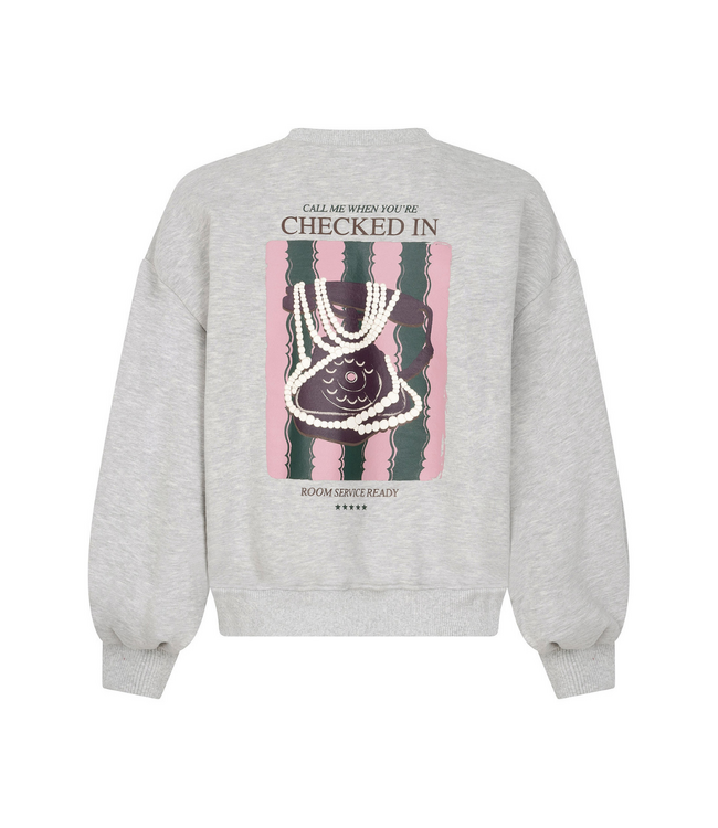 Ydence Sweater Checked In - Grey Melange