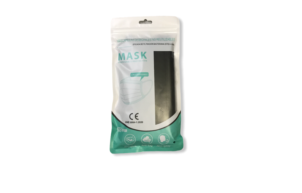 Zwart 3-laags mondkapjes Conform UNE-EN 14683-01-2020