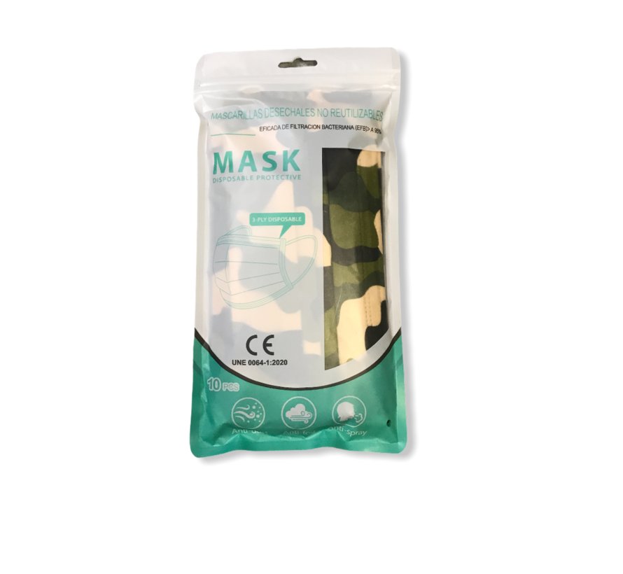 Army 3-laags mondkapjes Conform UNE-EN 14683-01-2020