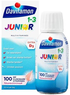 Davitamon Junior 1+ vloeibare vitamines framboos