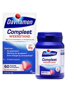 Davitamon Compleet weerstand kauwvitamines aardbei