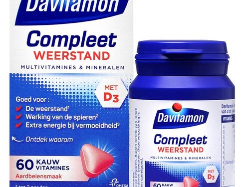 Davitamon Compleet weerstand kauwvitamines aardbei