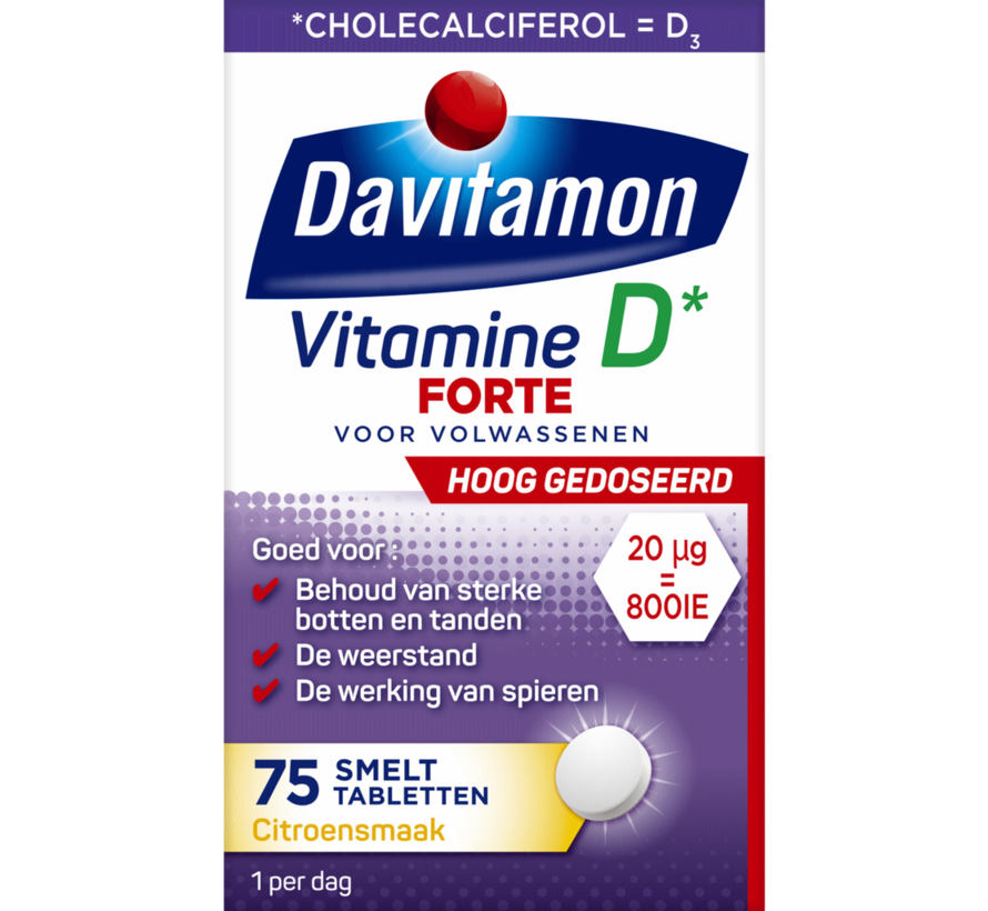 Vitamine D3 - Vitamine D Supplement - Forte Smelttablet 75