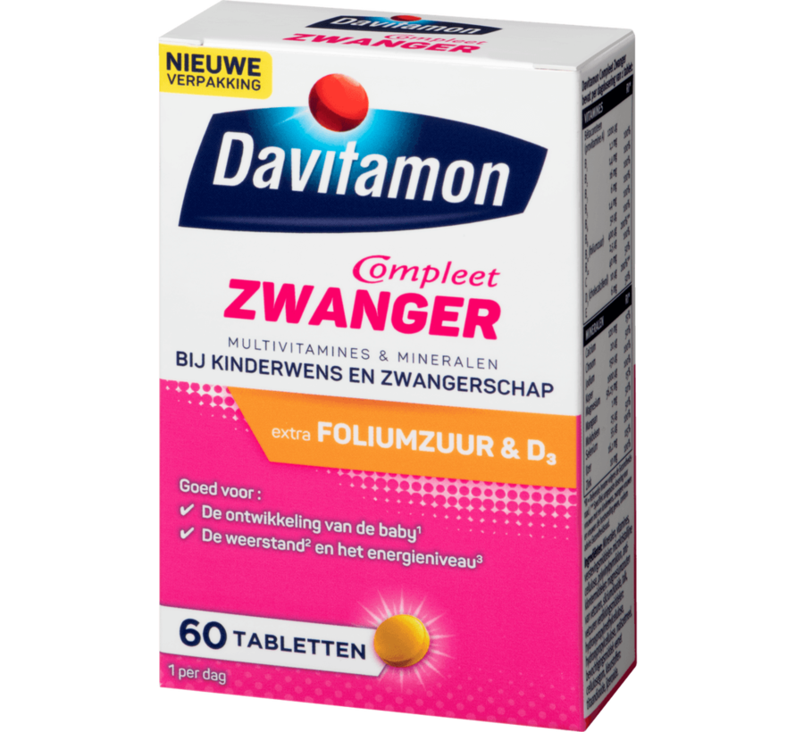 Davitamon Compleet Zwanger met Extra Foliumzuur en Vitamine D3 60 Tabletten