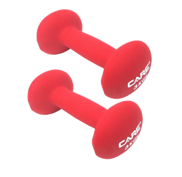 Dumbbells 3kg staal/Rood 2 stuks  totaal 6kg