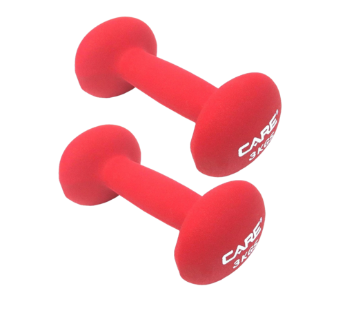 Dumbbells 3kg staal/Rood 2 stuks  totaal 6kg