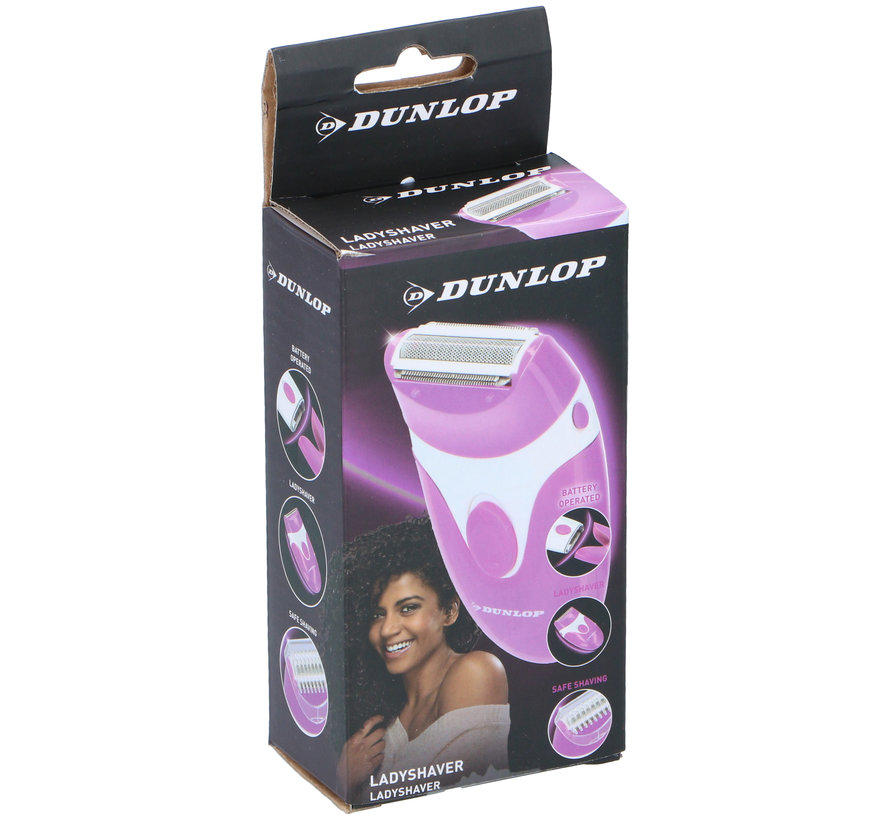 Dunlop Ladyshave - incl. 2x AAA Batterijen - Afgerond Scheerblad -Ergonomisch Design - Opbergetui
