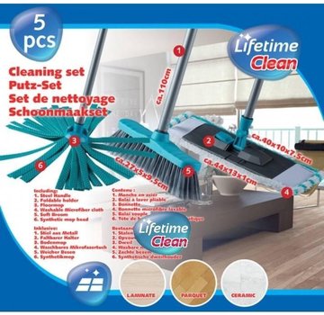 Lifetime Schoonmaakset 5-delig 120 cm - Blauw of groen en Rood