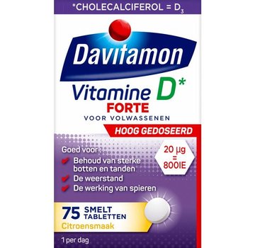 Davitamon Vitamine D3 - Vitamine D Supplement - Forte Smelttablet 75