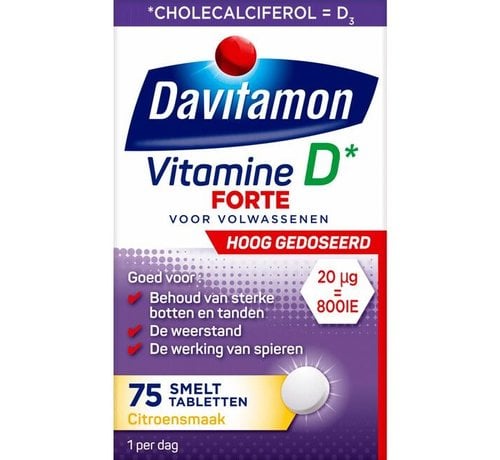 Davitamon Vitamine D3 - Vitamine D Supplement - Forte Smelttablet 75