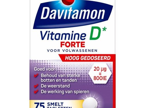 Davitamon Vitamine D3 - Vitamine D Supplement - Forte Smelttablet 75