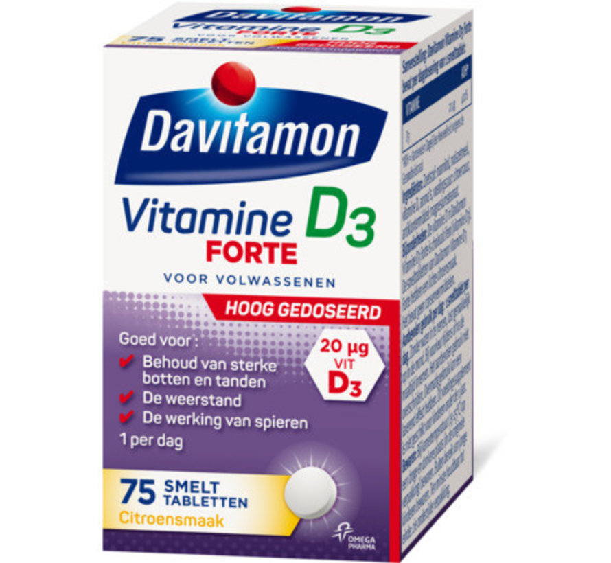 Vitamine D3 - Vitamine D Supplement - Forte Smelttablet 75