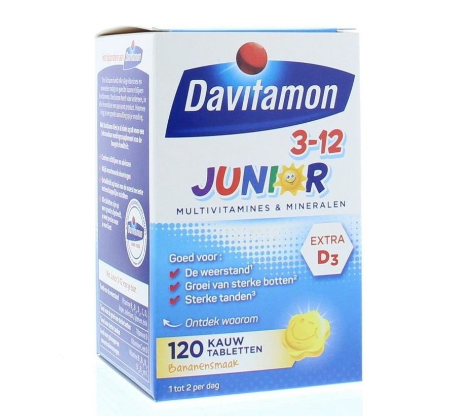 Junior 3-12 Kauwtabletten Bananensmaak