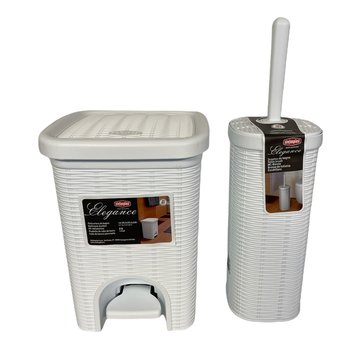 Cherisha Toiletset | Pedaalemmer-Toiletborstel 6 Liter 20,5 X 20,5 X 28 Cm Wit