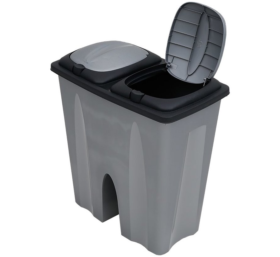 Dubbele vuilnisbak 2 x 25L recycling - afvalbak met 2 deksel