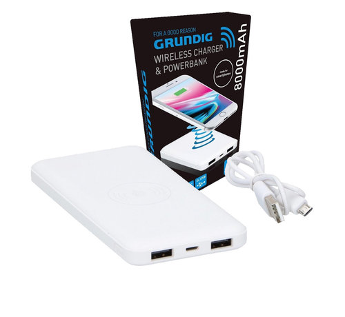 Grundig Draadloze oplader en 8000 mAh powerbank 2-in-1