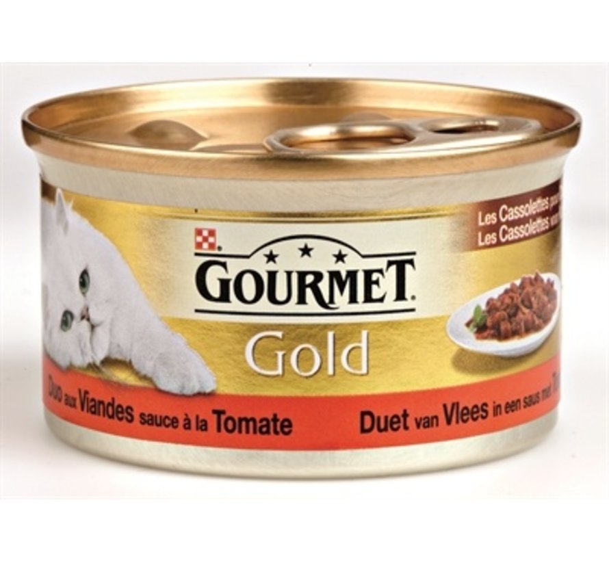 24x gourmet gold cassolettes duet van vlees in saus met tomaten