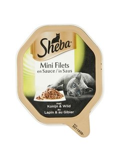 Sheba 22x sheba alu mini filets konijn / wild in saus