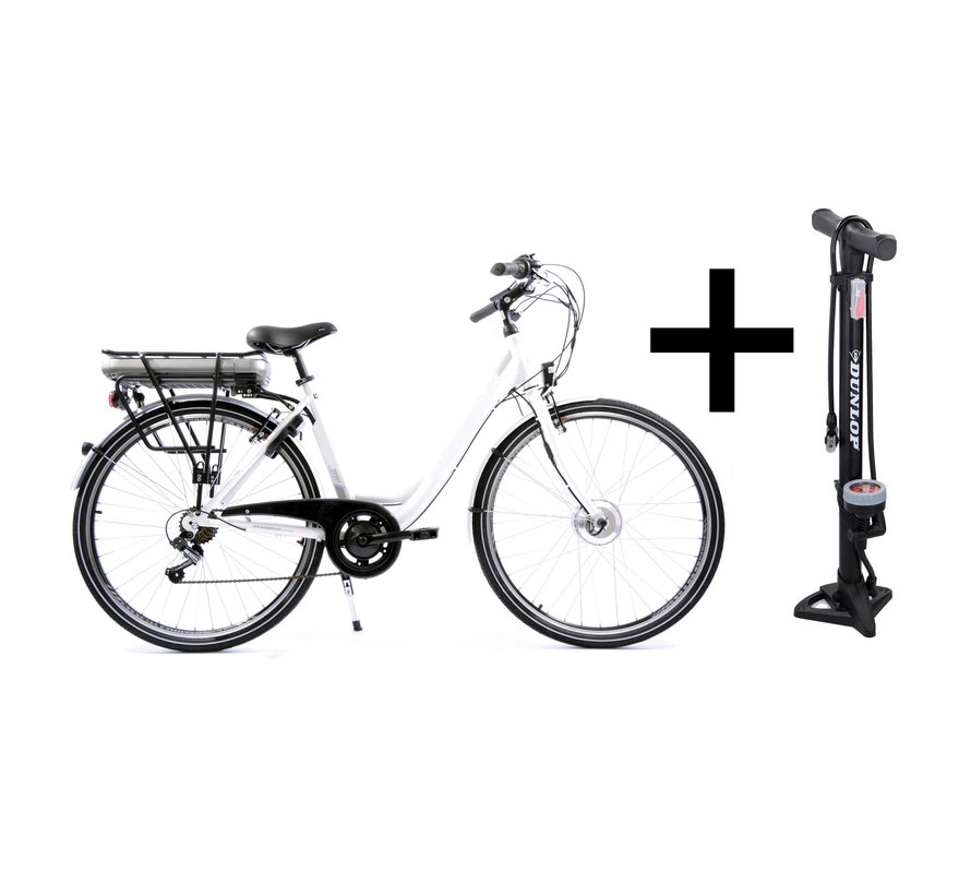 Elektrische Damesfiets 49 Cm 7 Speed 28 inch Wielen + Gratis Dunlop fietspomp