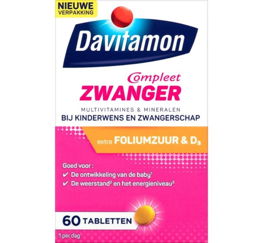 Davitamon Compleet Zwanger met Extra Foliumzuur en Vitamine D3 60 Tabletten