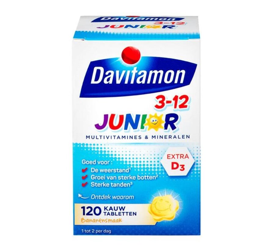 Junior 3-12 Kauwtabletten Bananensmaak