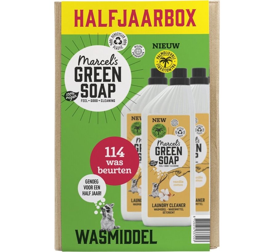 Marcel's Green Soap Wasmiddel Katoen & Vanille Jaarbox 12 liter