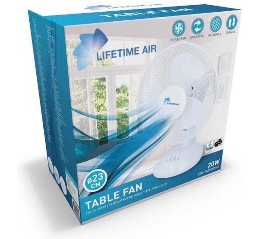 Air Tafelventilator - 20 W - Zwenkfunctie - Ø 23 cm - Wit