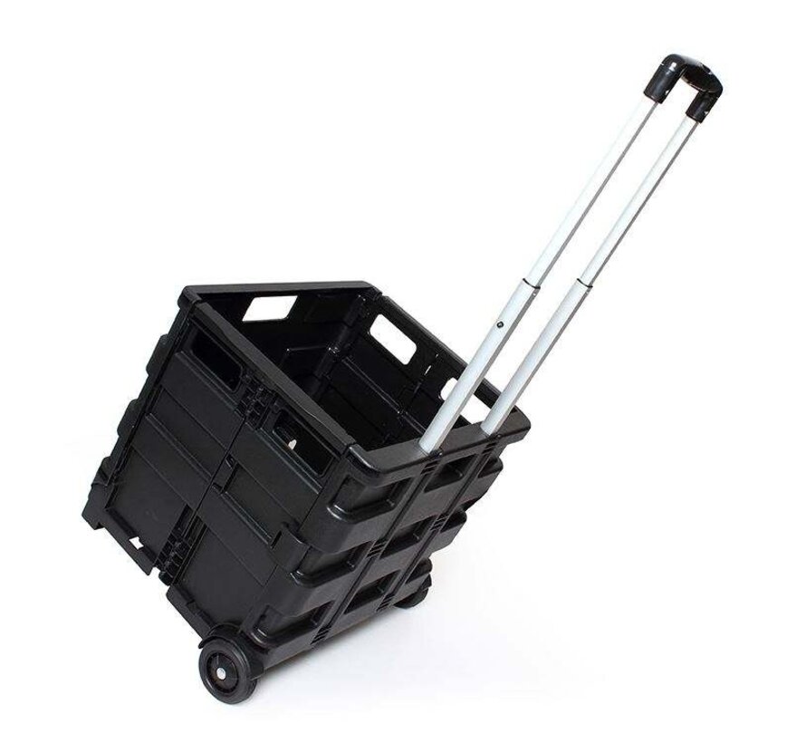 Trolley met vouwkrat / Boodschappenkrat | Inklapbaar | 30L