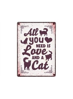 Plenty gifts Plenty gifts waakbord blik all you need is love and a cat