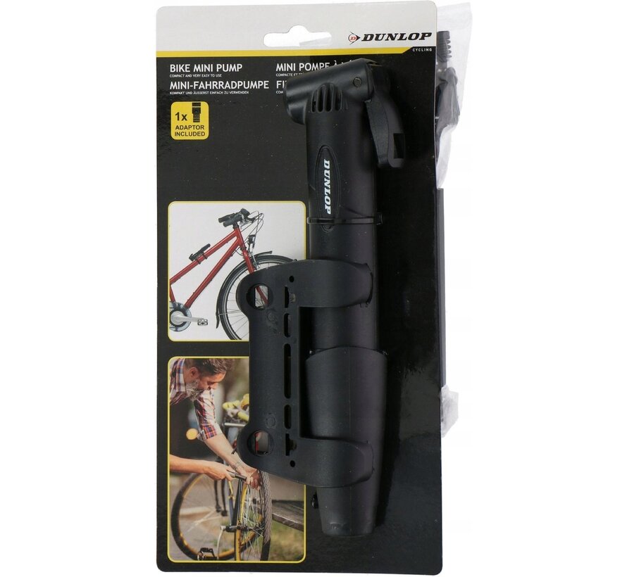 Dunlop Travel Bike Mini Pomp Black met Adapter