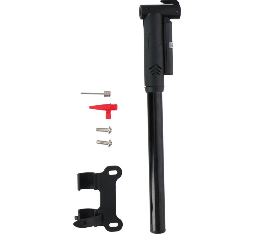 Mini Fietspomp - Incl. Houder, Schrader Ventiel en Presa Ventiel - Fietspomp met Drukmeter - PSI/BAR - Kunststof - Zwart