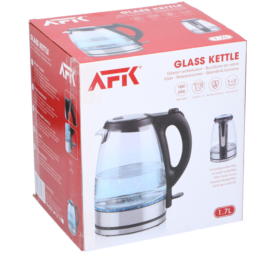 AFK Waterkoker - 1.7 Liter - 2200 Watt - Glas