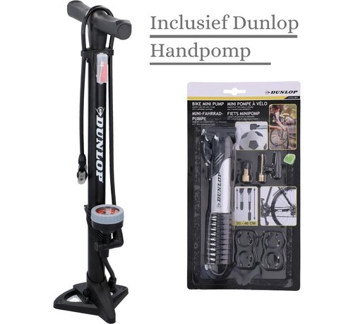 Dunlop Dunlop fietspompen - Vloerpomp Met Drukmeter 61,5 cm - Incl. Dunlop handpomp - Mini pomp