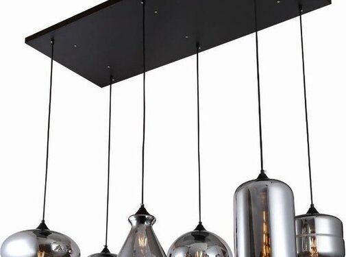 Drogistonline.eu Hanglamp Six Verfijnde Schoonheid in Smoking Glass