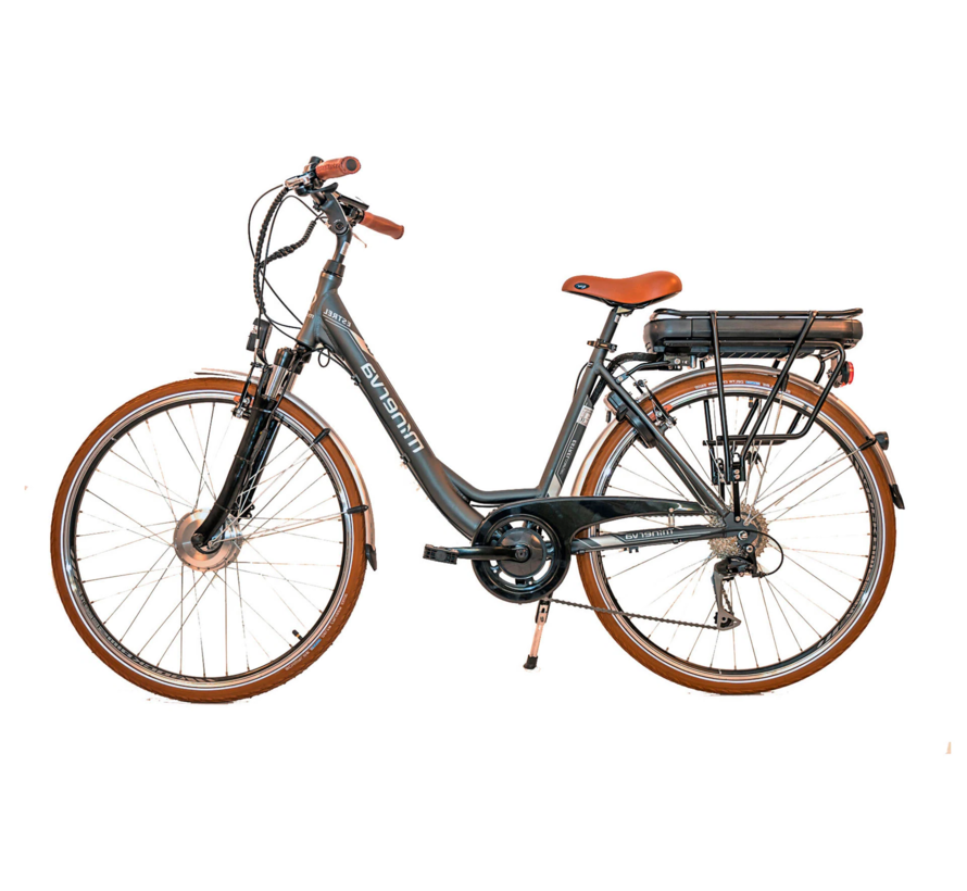 Elektrische damesfiets voorwielmotor donkergrijs elektrische damesfiets voorwielmotor donkergrijs