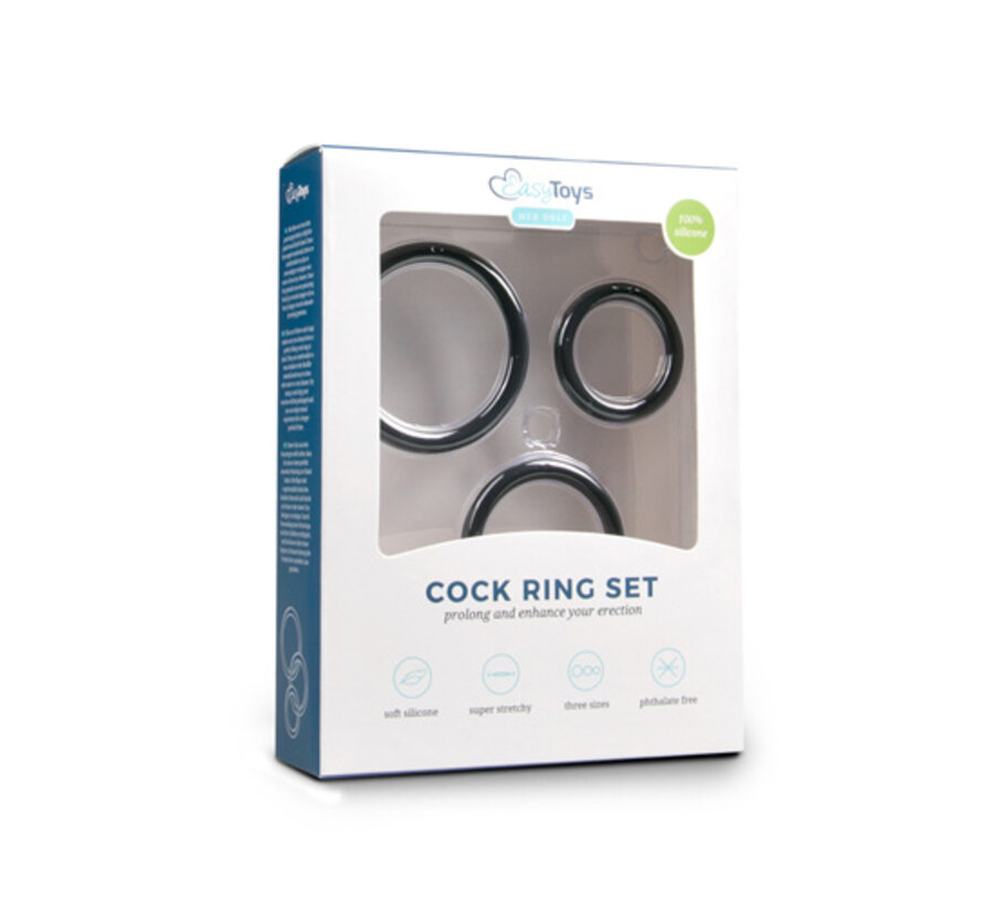Cockring set - drie maten - zwart