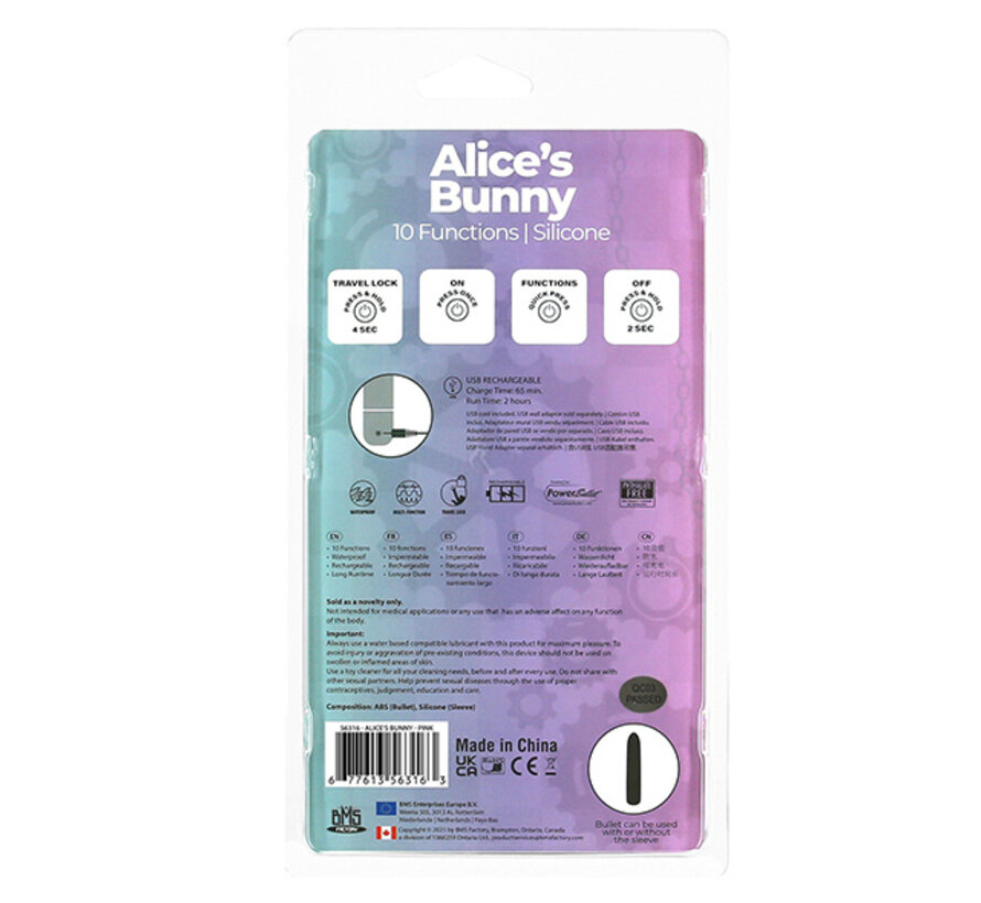 PowerBullet - Alice's Bunny Vibrator 10 Standen Roze