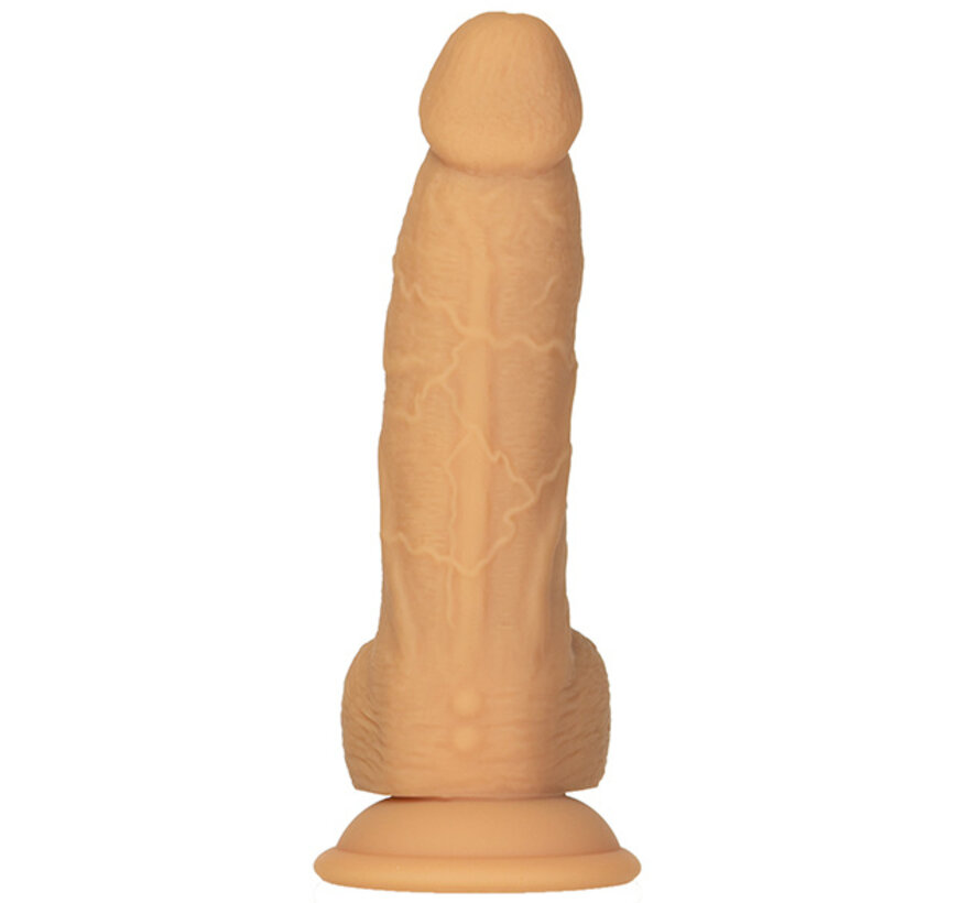 Naked Addiction - Roterende & Vibrerende Dong met Afstandsb. Caramel 20 cm