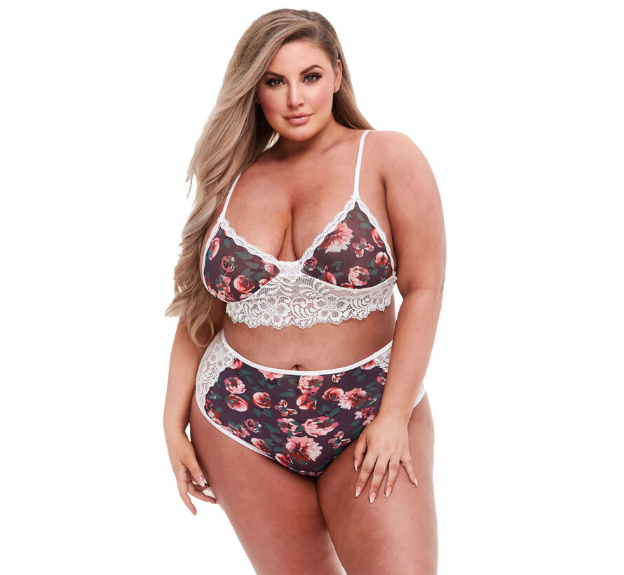 Baci - Grey Floral & Lace Bra Set Q