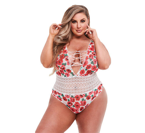 Baci - White Floral & Lace Teddy Q