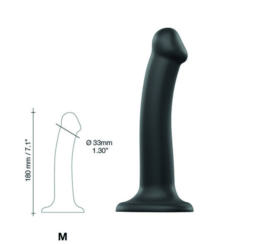 Strap-On-Me - Semi-Realistische Dual Density Buigzame Dildo Zwart M